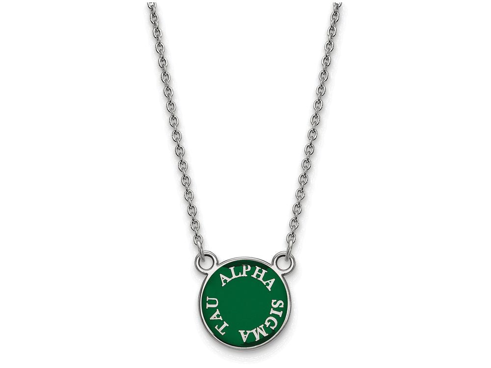 LogoArt Sterling Silver Alpha Sigma Tau Extra Small Enameled Pendant Necklace With 18 Inch