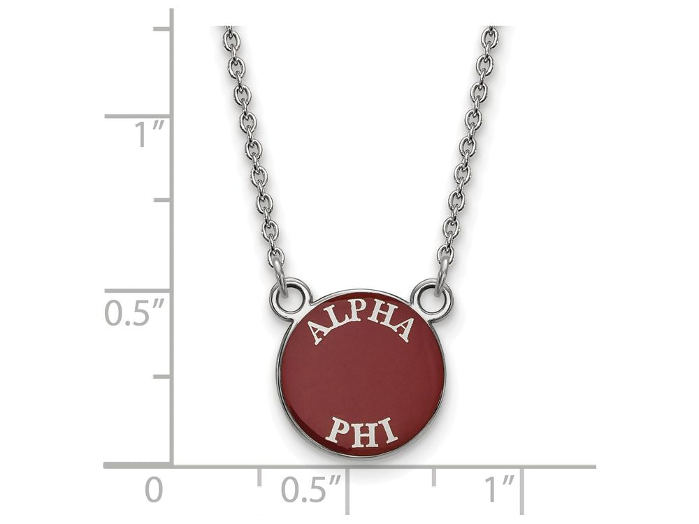 LogoArt Sterling Silver Alpha Phi Extra Small Enameled Pendant Necklace With 18 Inch