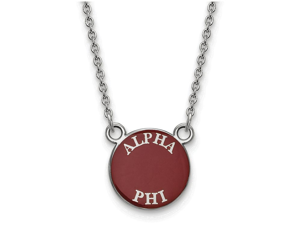 LogoArt Sterling Silver Alpha Phi Extra Small Enameled Pendant Necklace With 18 Inch