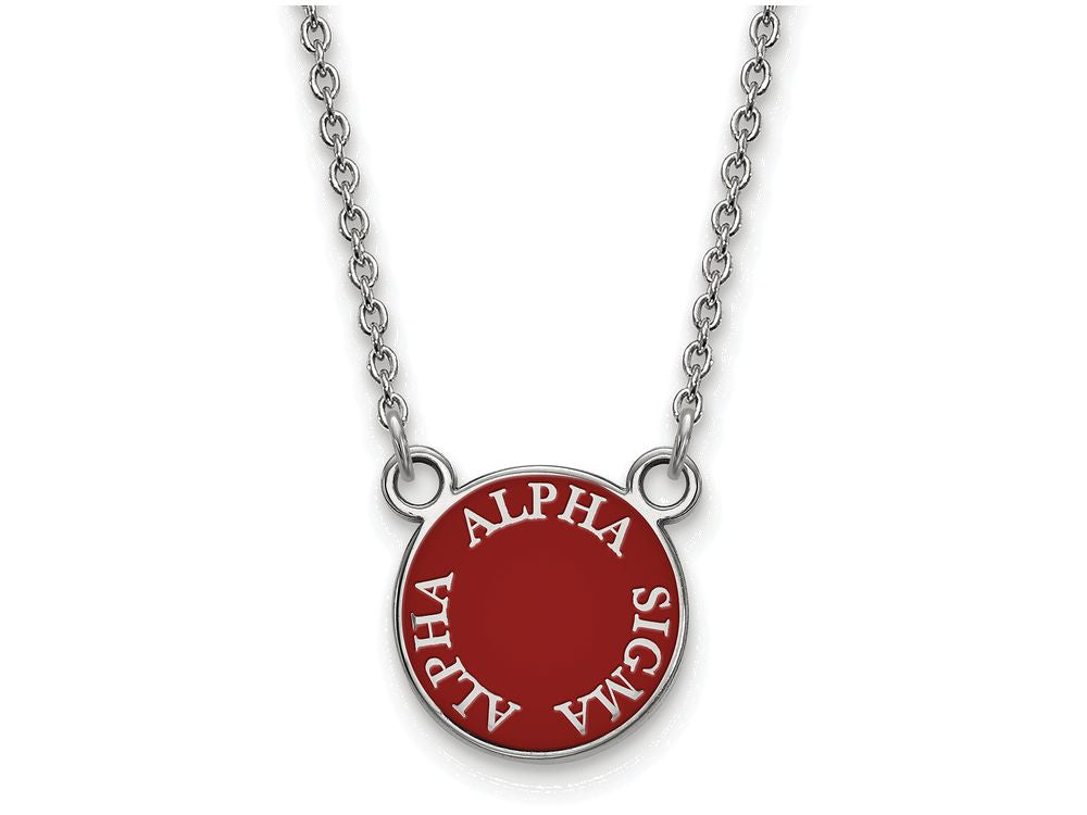 LogoArt Sterling Silver Alpha Sigma Alpha Extra Small Enameled Pendant Necklace With 18 Inch