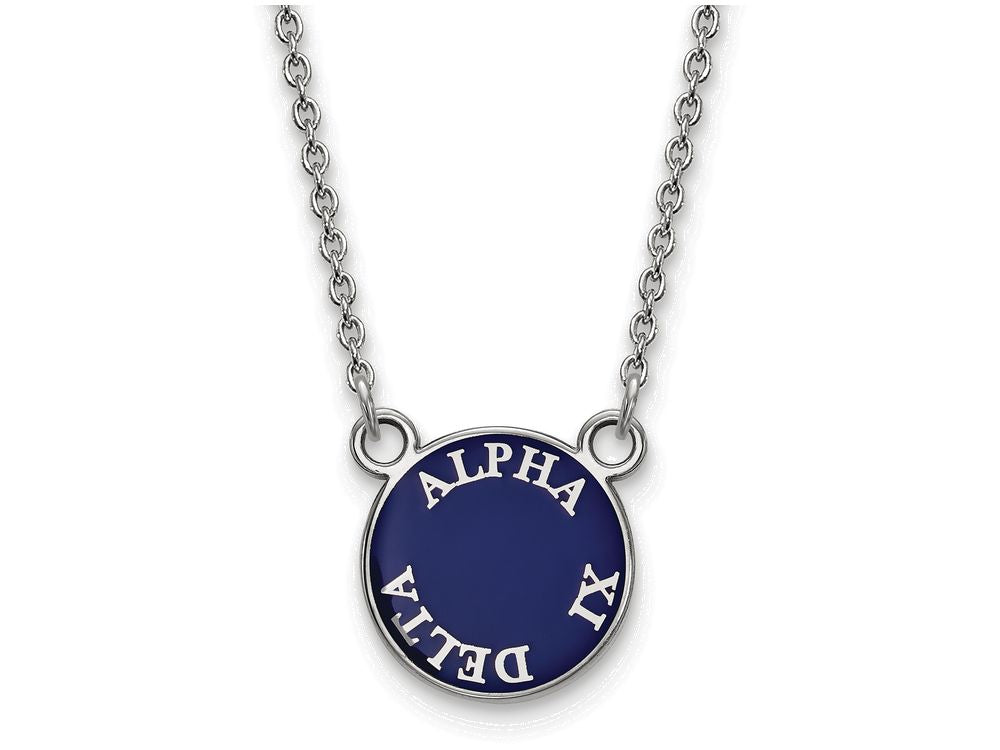 LogoArt Sterling Silver Alpha Xi Delta Extra Small Enameled Pendant Necklace With 18 Inch