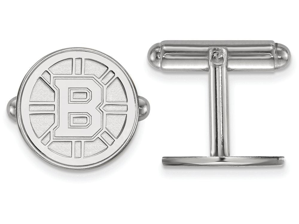 LogoArt Sterling Silver Boston Bruins Cuff Links