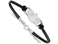 Logoart 925 Sterling Silver Vancouver Canucks Small Center Leather Bracelet