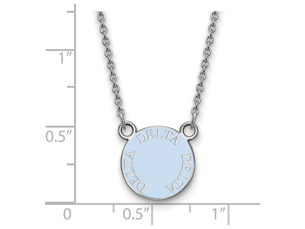 LogoArt Sterling Silver Delta Delta Delta Extra Small Enameled Pendant Necklace With 18 Inch