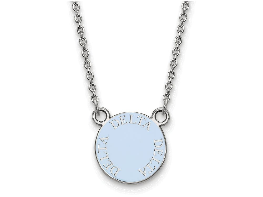 LogoArt Sterling Silver Delta Delta Delta Extra Small Enameled Pendant Necklace With 18 Inch