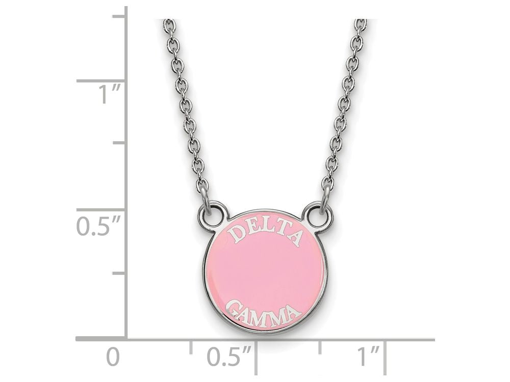 LogoArt Sterling Silver Delta Gamma Extra Small Enameled Pendant Necklace With 18 Inch