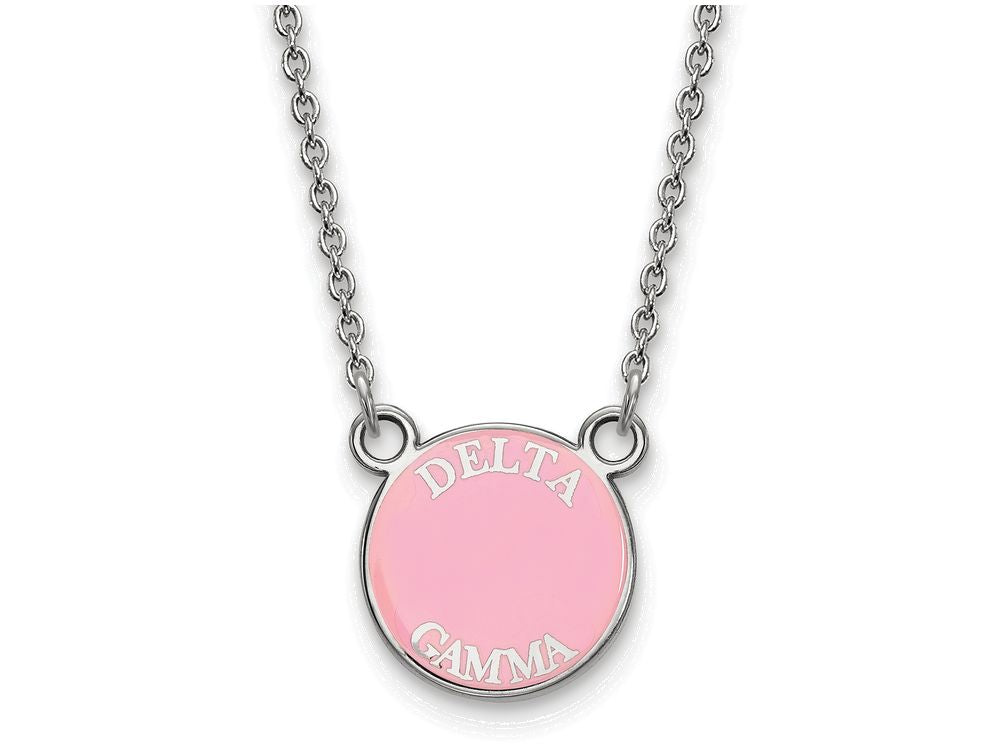 LogoArt Sterling Silver Delta Gamma Extra Small Enameled Pendant Necklace With 18 Inch
