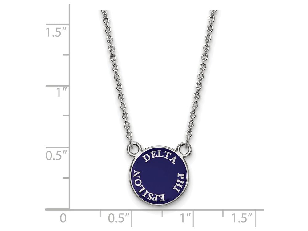 LogoArt Sterling Silver Delta Phi Epsilon Extra Small Enameled Pendant Necklace With 18 Inch