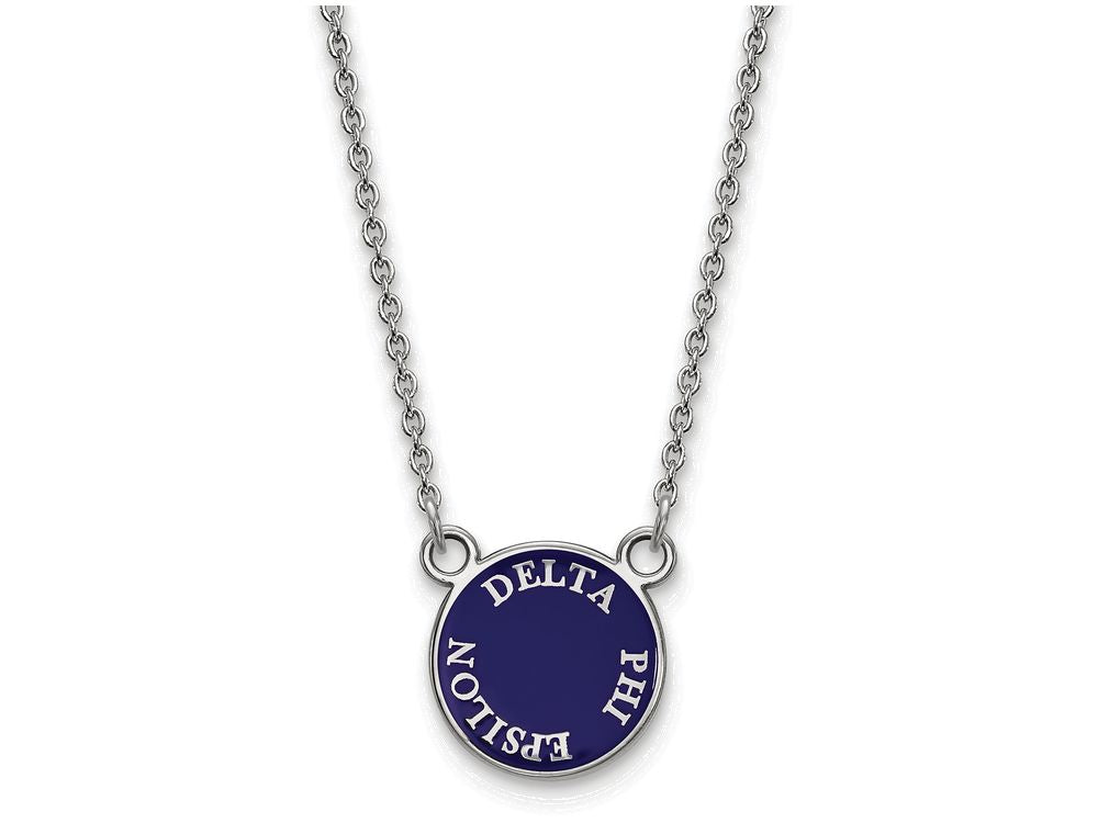 LogoArt Sterling Silver Delta Phi Epsilon Extra Small Enameled Pendant Necklace With 18 Inch