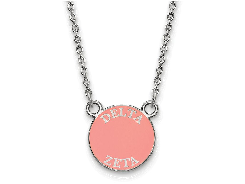 LogoArt Sterling Silver Delta Zeta Extra Small Enameled Pendant Necklace With 18 Inch