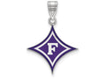 LogoArt Sterling Silver Furman University Large Enamel Pendant Necklace