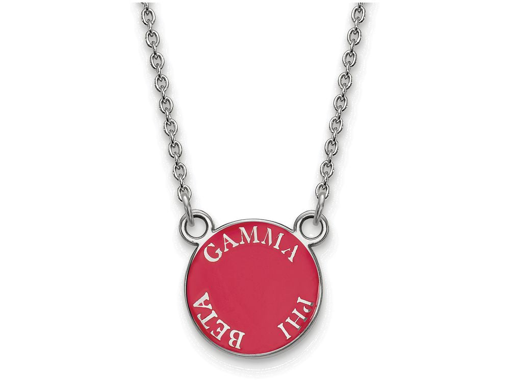 LogoArt Sterling Silver Gamma Phi Beta Extra Small Enameled Pendant Necklace With 18 Inch