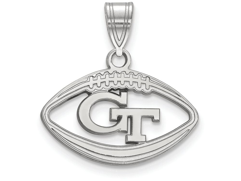 LogoArt Sterling Silver Georgia Institute Of Technology Pendant Necklace In Football