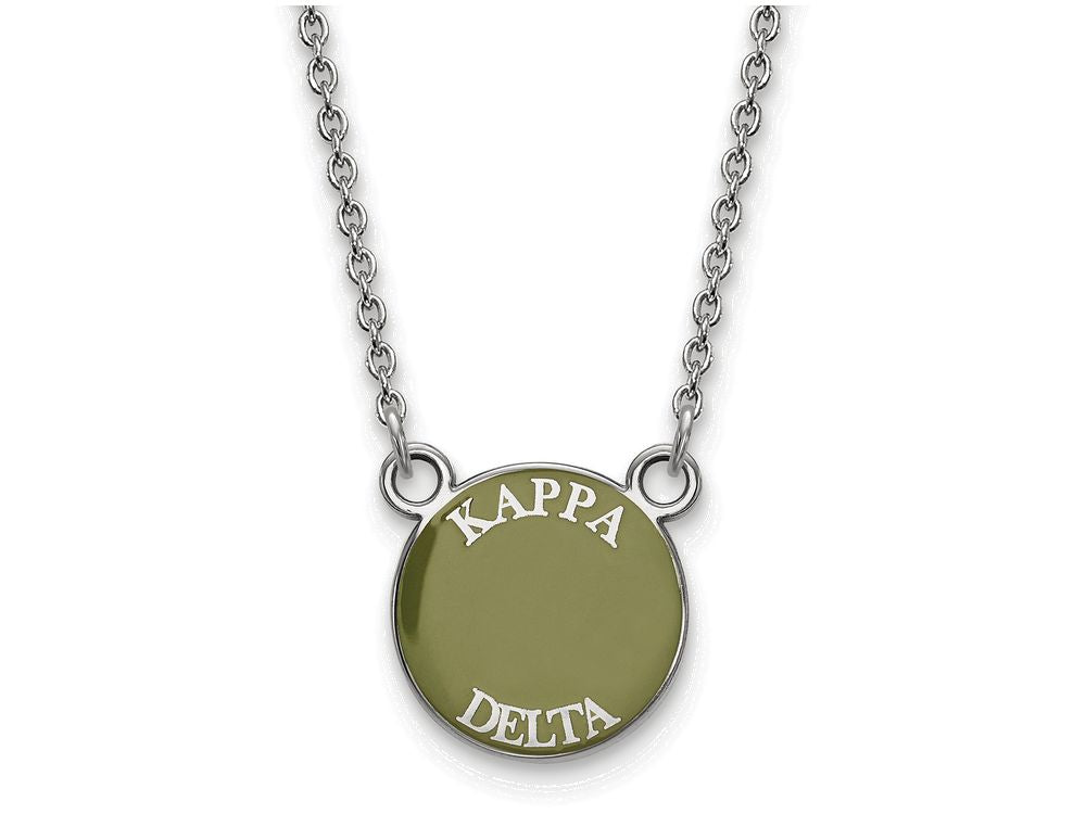 LogoArt Sterling Silver Kappa Delta Extra Small Enameled Pendant Necklace With 18 Inch