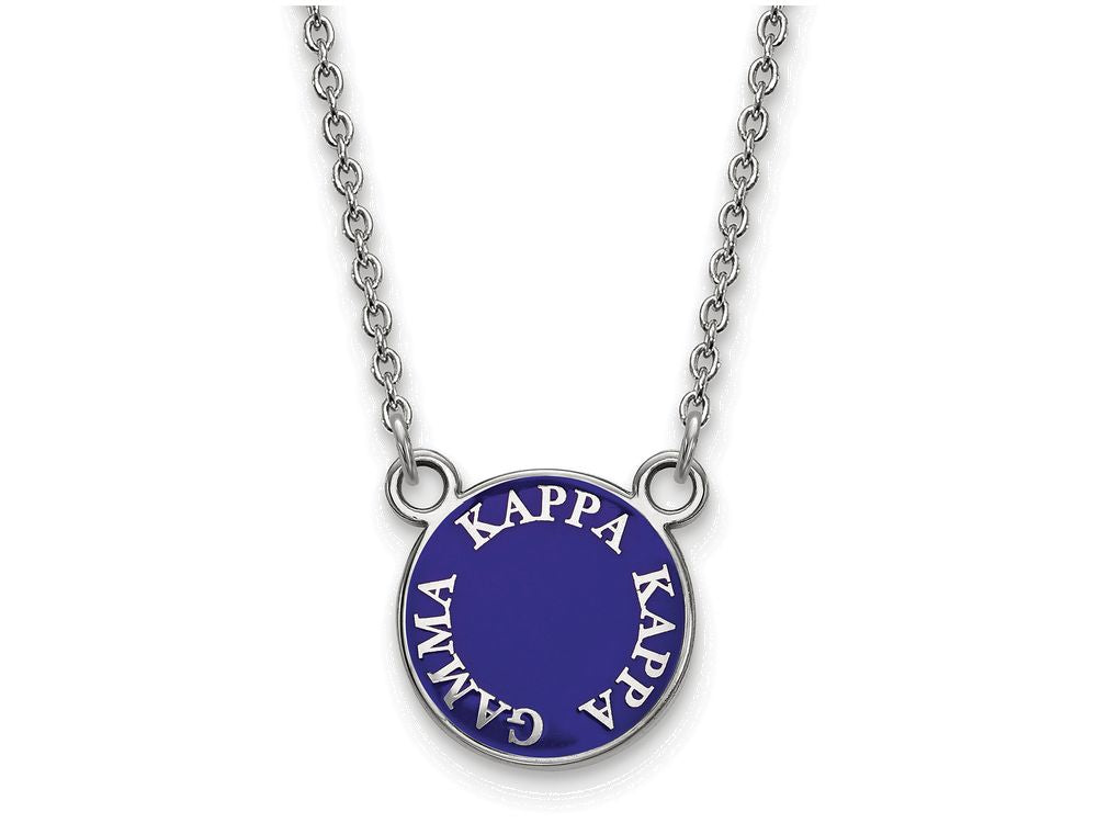 LogoArt Sterling Silver Kappa Kappa Gamma Extra Small Enameled Pendant Necklace With 18 Inch