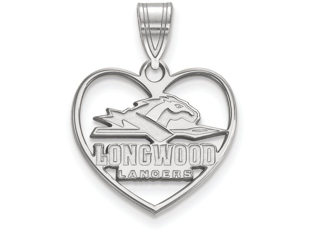 LogoArt Sterling Silver Longwood University Pendant Necklace In Heart