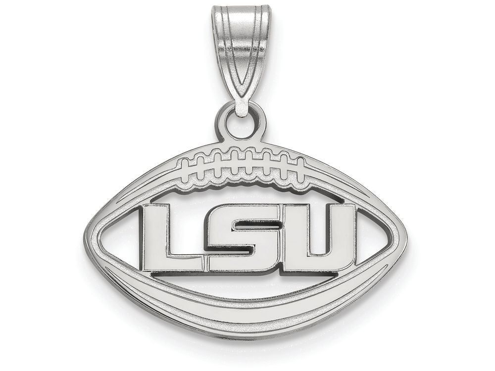 LogoArt Sterling Silver Louisiana State University Pendant Necklace In Football