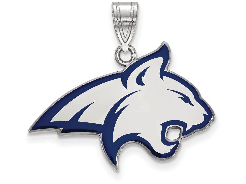 LogoArt Sterling Silver Montana State University Large Enamel Pendant Necklace