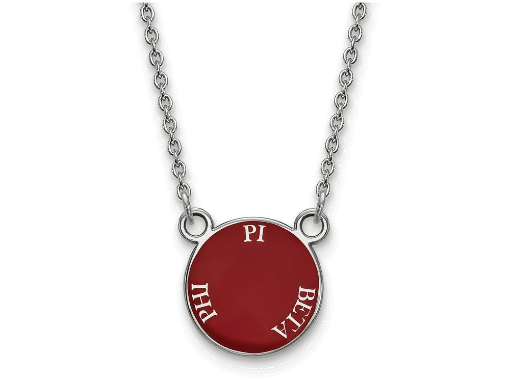 LogoArt Sterling Silver Pi Beta Phi Extra Small Enameled Pendant Necklace With 18 Inch