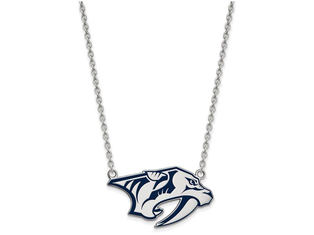 LogoArt Sterling Silver Nashville Predators Large Enamel Pendant Necklace