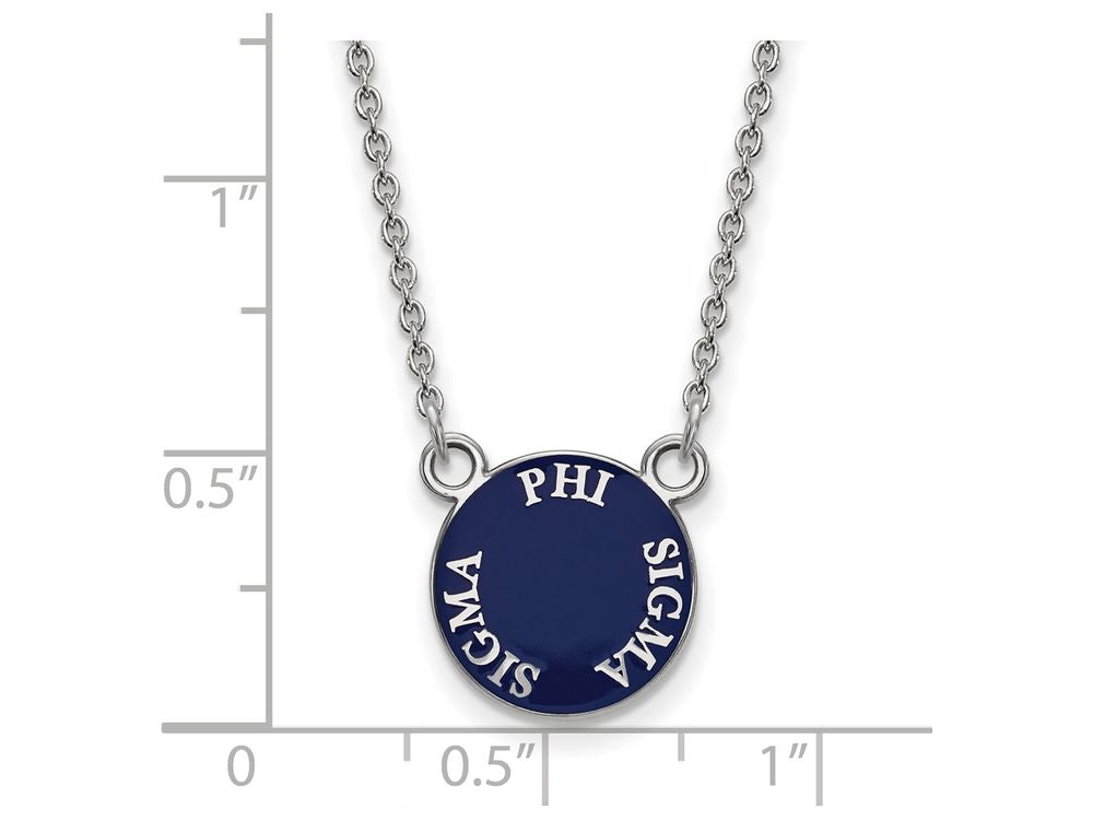 LogoArt Sterling Silver Phi Sigma Sigma Extra Small Enameled Pendant Necklace With 18 Inch