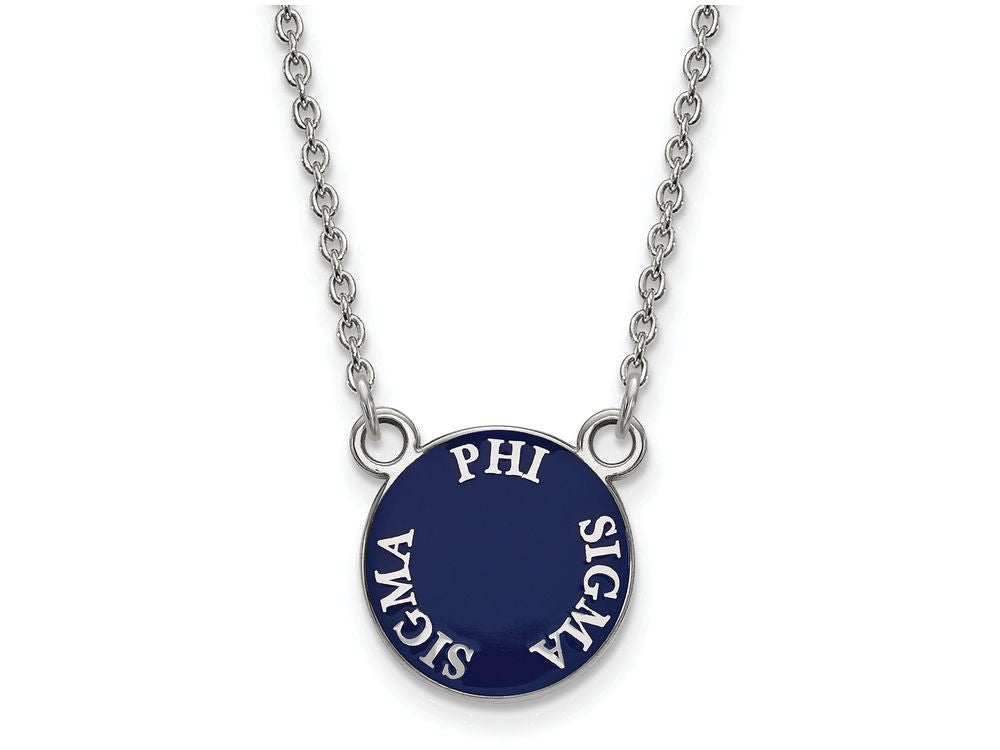 LogoArt Sterling Silver Phi Sigma Sigma Extra Small Enameled Pendant Necklace With 18 Inch