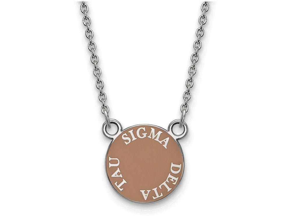 LogoArt Sterling Silver Sigma Delta Tau Extra Small Enameled Pendant Necklace With 18 Inch