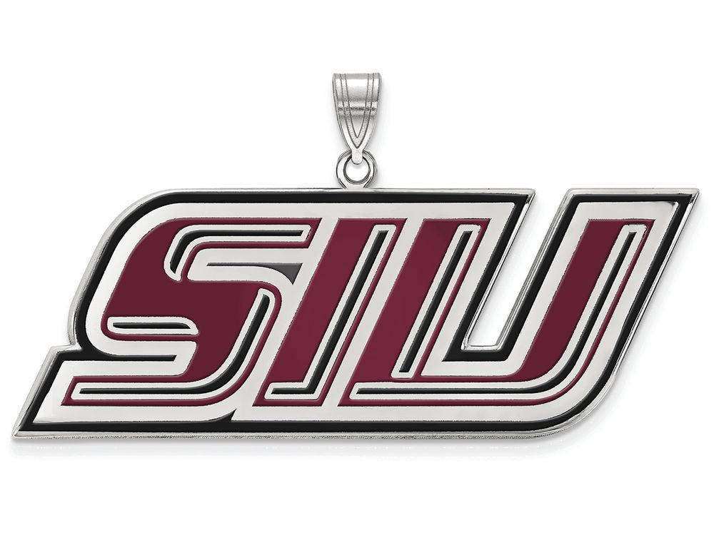 LogoArt Sterling Silver Southern Illinois University Large Enamel Pendant Necklace