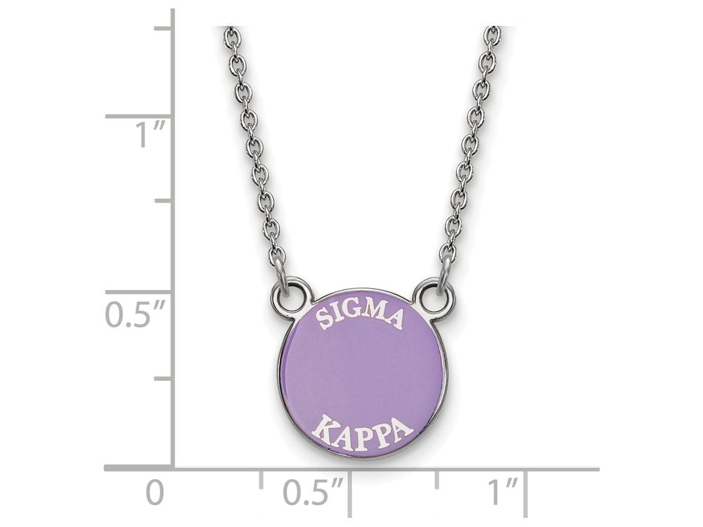 LogoArt Sterling Silver Sigma Kappa Extra Small Enameled Pendant Necklace With 18 Inch
