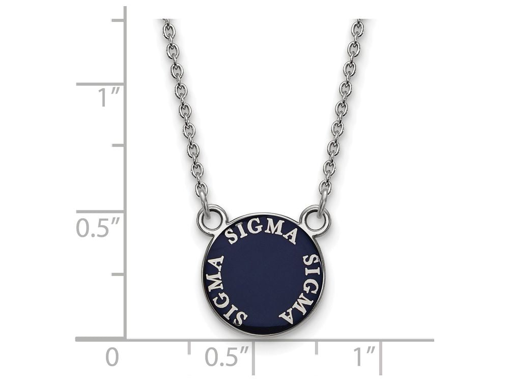 LogoArt Sterling Silver Sigma Sigma Sigma Extra Small Enameled Pendant Necklace With 18 Inch