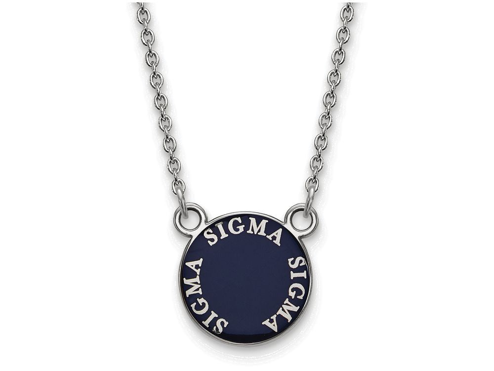 LogoArt Sterling Silver Sigma Sigma Sigma Extra Small Enameled Pendant Necklace With 18 Inch
