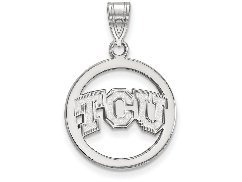 LogoArt Sterling Silver Texas Christian University Sm Pendant Necklace In Circle