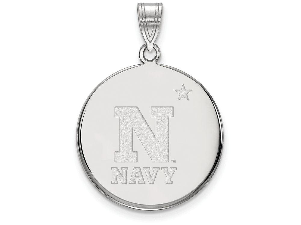 LogoArt Sterling Silver Navy Large Disc Pendant Necklace