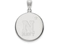 LogoArt Sterling Silver Navy Large Disc Pendant Necklace