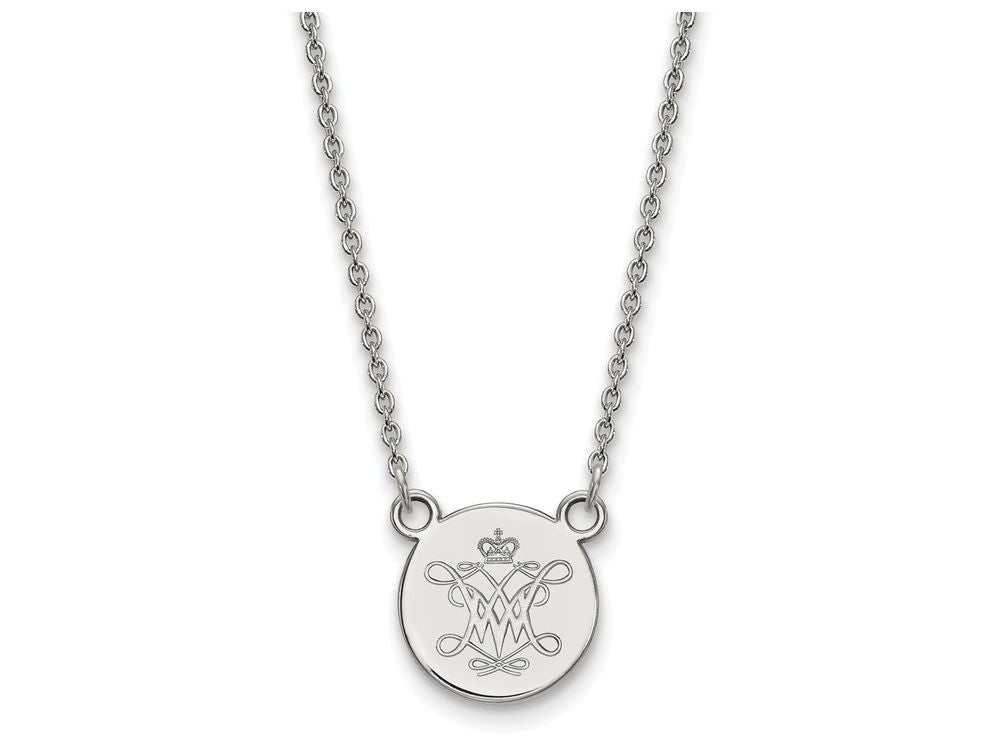 LogoArt Sterling Silver William And Mary Small Disc Pendant Necklace