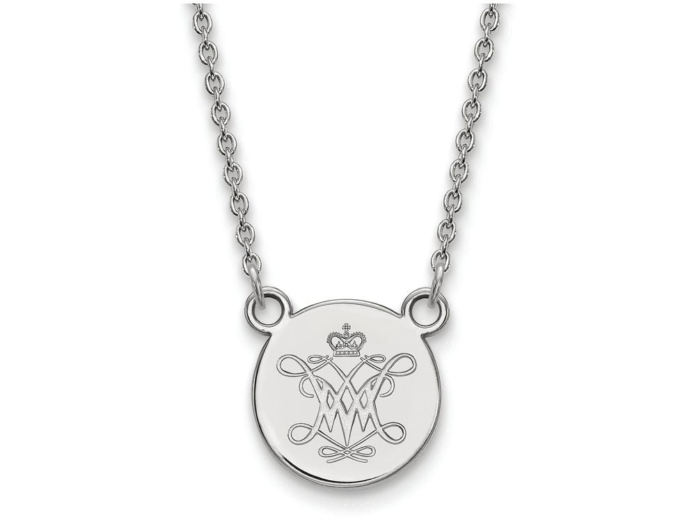 Logoart 925 Sterling Silver William And Mary Small Disc Pendant Necklace