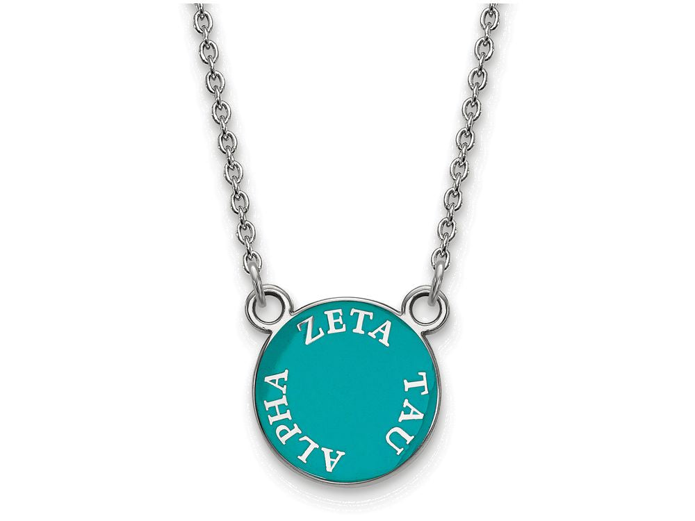 LogoArt Sterling Silver Zeta Tau Alpha Extra Small Enameled Pendant Necklace With 18 Inch