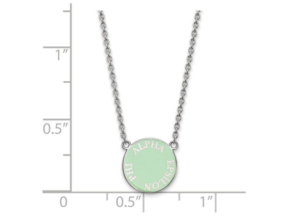 LogoArt Sterling Silver Alpha Epsilon Phi Small Enameled Pendant Necklace With 18 Inch