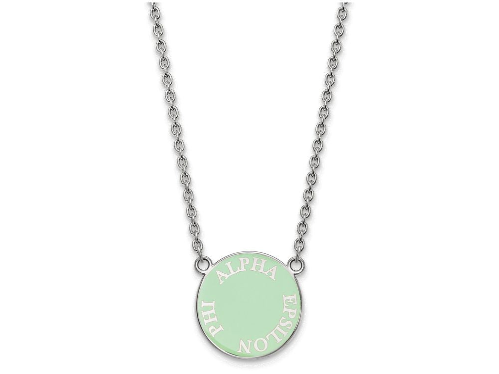 LogoArt Sterling Silver Alpha Epsilon Phi Small Enameled Pendant Necklace With 18 Inch
