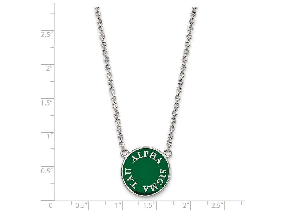 LogoArt Sterling Silver Alpha Sigma Tau Small Enameled Pendant Necklace With 18 Inch