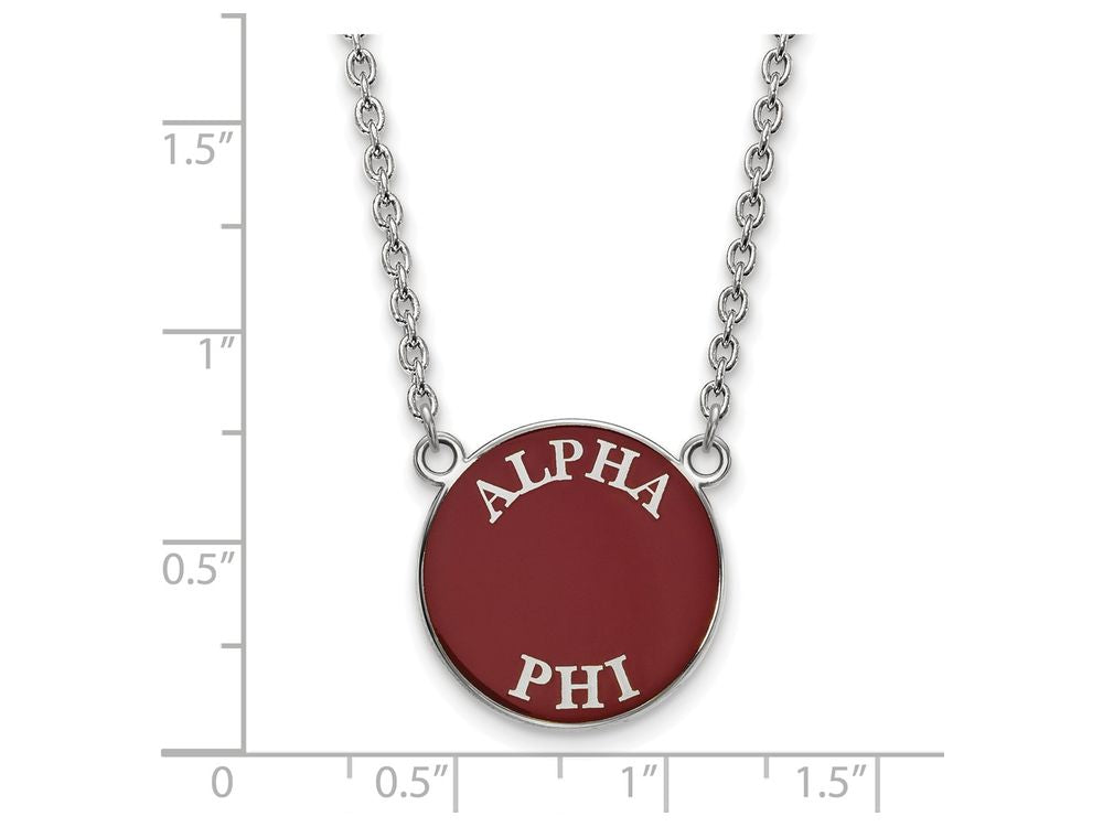 LogoArt Sterling Silver Alpha Phi Small Enameled Pendant Necklace With 18 Inch