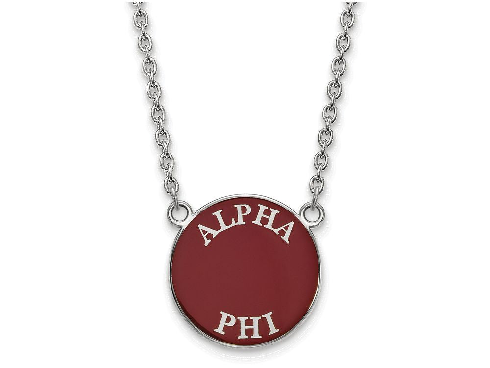 LogoArt Sterling Silver Alpha Phi Small Enameled Pendant Necklace With 18 Inch