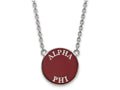 LogoArt Sterling Silver Alpha Phi Small Enameled Pendant Necklace With 18 Inch