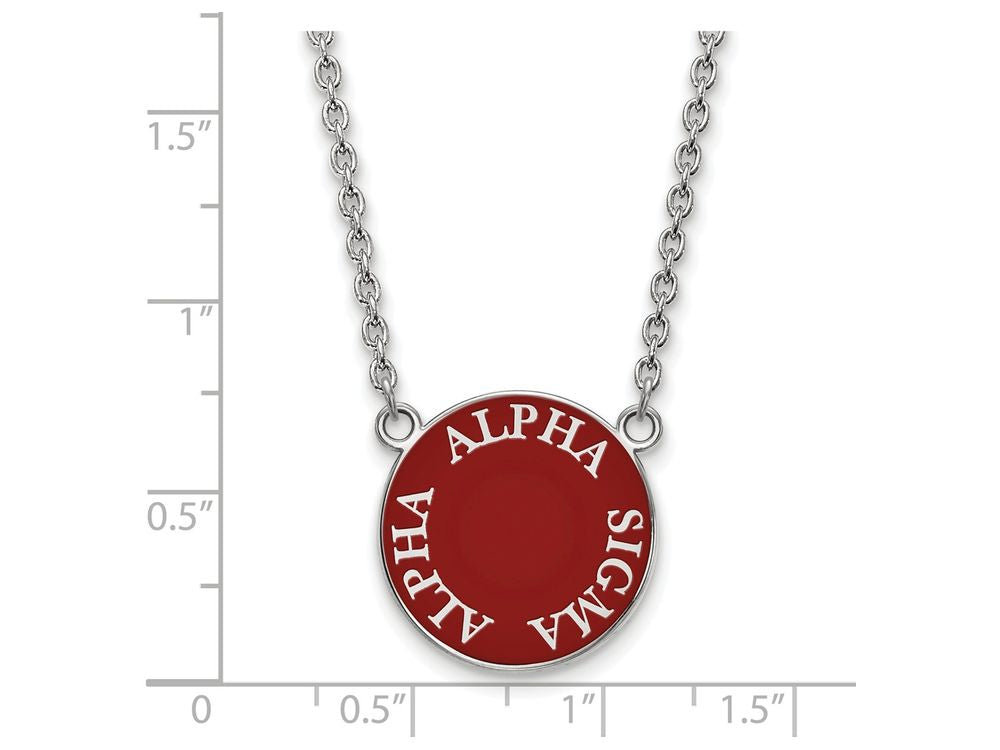 LogoArt Sterling Silver Alpha Sigma Alpha Small Enameled Pendant Necklace With 18 Inch
