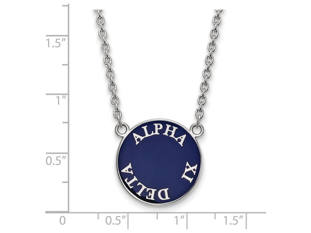 LogoArt Sterling Silver Alpha Xi Delta Small Enameled Pendant Necklace With 18 Inch