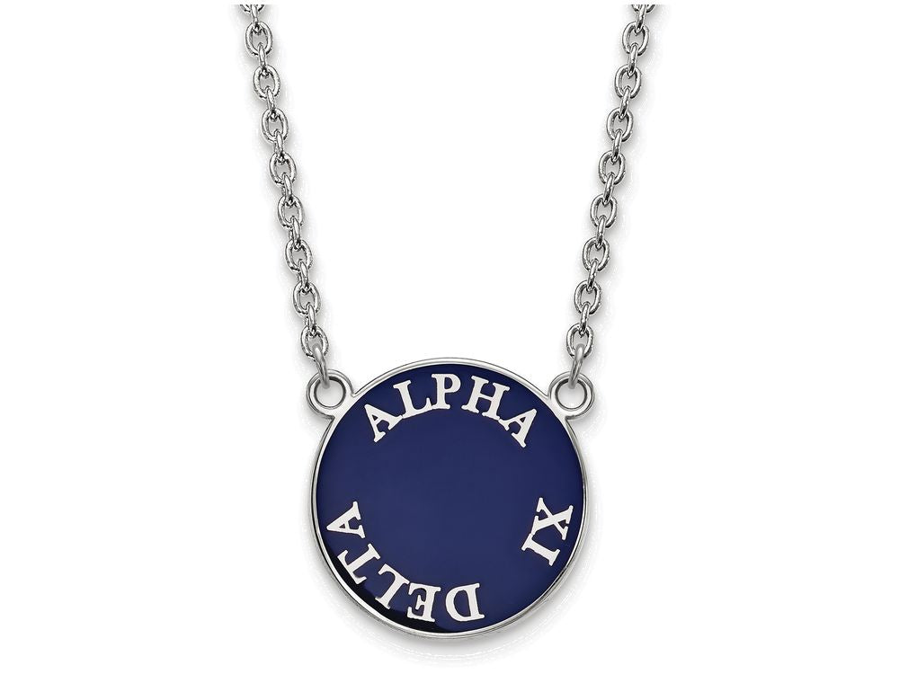 LogoArt Sterling Silver Alpha Xi Delta Small Enameled Pendant Necklace With 18 Inch