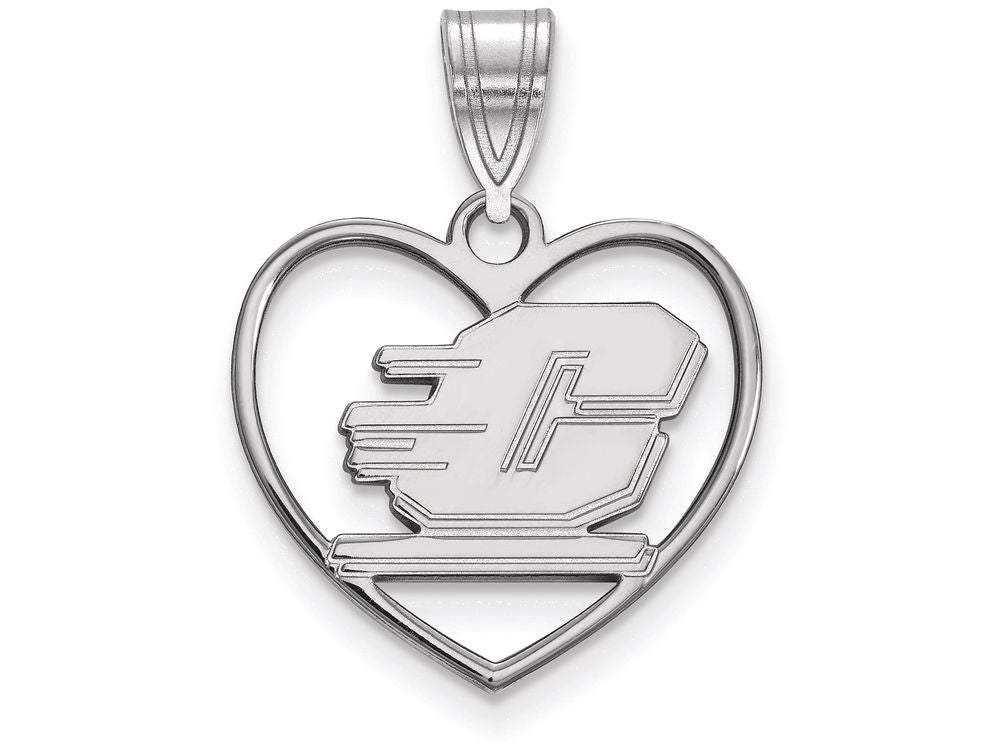 LogoArt Sterling Silver Central Michigan University Pendant Necklace In Heart