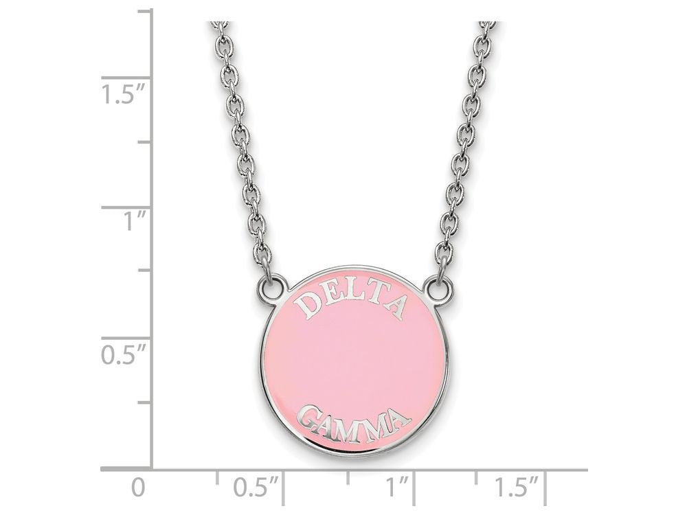 LogoArt Sterling Silver Delta Gamma Small Enameled Pendant Necklace With 18 Inch