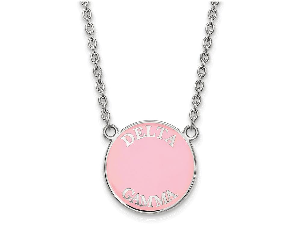 LogoArt Sterling Silver Delta Gamma Small Enameled Pendant Necklace With 18 Inch