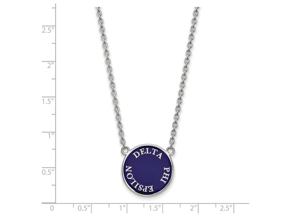 LogoArt Sterling Silver Delta Phi Epsilon Small Enameled Pendant Necklace With 18 Inch